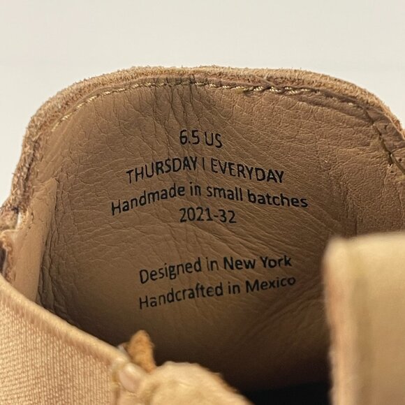 Thursday Chelsea Boots Womens 6.5 Suede Beige Handmade Leather Ankle Booties - Picture 10 of 11